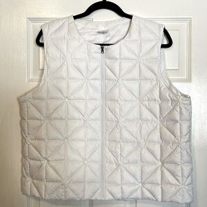 CALIA Quilted Down Cropped White Golf Vest L